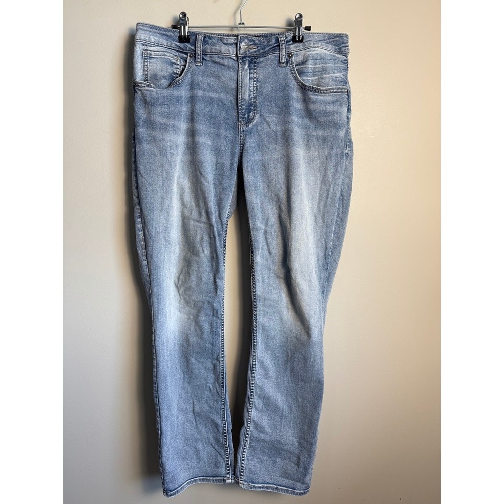 Silver Jeans Womens Blue The Curvy High Slim Straight 14 Denim Casual Stretch